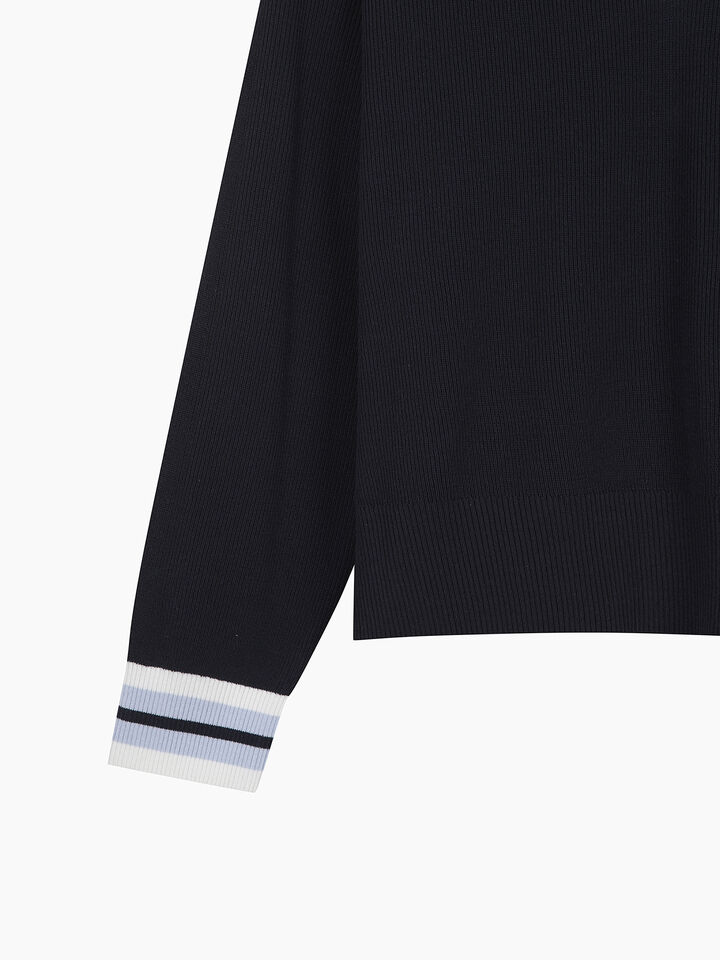 V NECK SWEATER L/S - null - Bleu Foncé | Sisley K image number 5